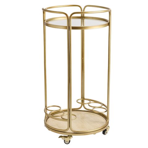 Wentworth Round Bar Cart - Antique Gold