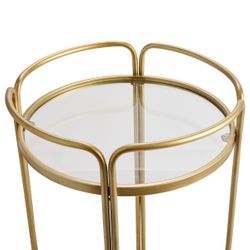 Wentworth Round Bar Cart - Antique Gold
