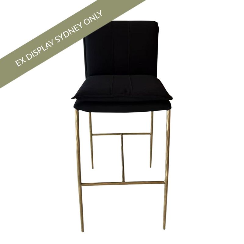 Heston Bar Stool - Black Linen - OUTLET NSW