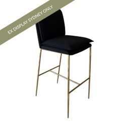 Heston Bar Stool - Black Linen - OUTLET NSW