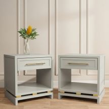 Pearl Small Grey Bedside Table Set of 2