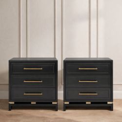 Pearl Large Black Bedside Table Range
