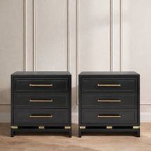Pearl Large Black Bedside Table Set of 2