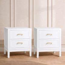 Soloman Large White Bedside Table Set of 2
