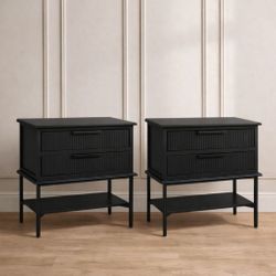 Aimee Large All BlackBedside Table Range
