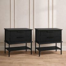 Aimee Large All BlackBedside Table Set of 2