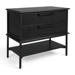Aimee Large All BlackBedside Table Range