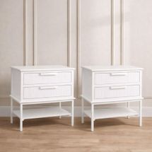 Aimee Large All White Bedside Table Set of 2