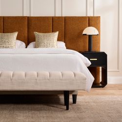 Central Park Bench Ottoman - Fawn Linen