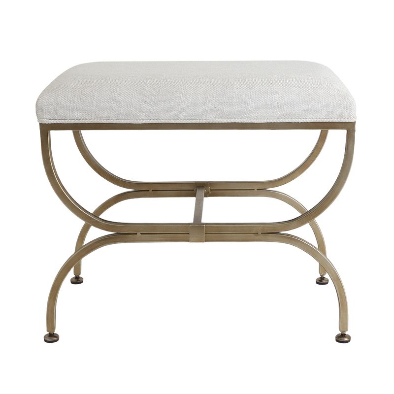 Novak Antique Gold Iron Stool -  Natural Linen