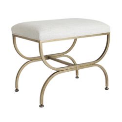 Novak Antique Gold Iron Stool -  Natural Linen