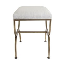 Novak Antique Gold Iron Stool -  Natural Linen