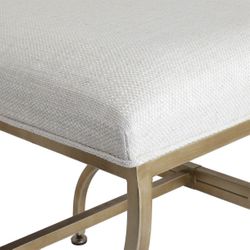 Novak Antique Gold Iron Stool -  Natural Linen