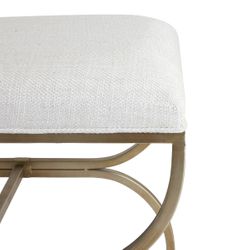 Novak Antique Gold Iron Stool -  Natural Linen
