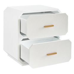 Anderson 2 Drawer Bedside Table - White - OUTLET NSW