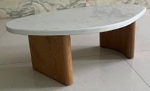 Solstice Ivory Cloud Marble Coffee Table - Small Oak - OUTLET NSW
