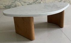 Solstice Ivory Cloud Marble Coffee Table - Small Oak - OUTLET NSW