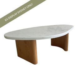 Solstice Ivory Cloud Marble Coffee Table - Small Oak - OUTLET NSW