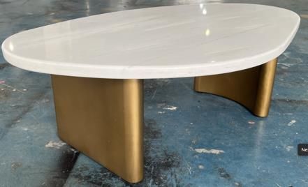 Solstice White Marble Coffee Table - Small Antique Gold - OUTLET NSW