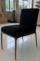 Heston Brass Dining Chair - Black Linen - OUTLET NSW