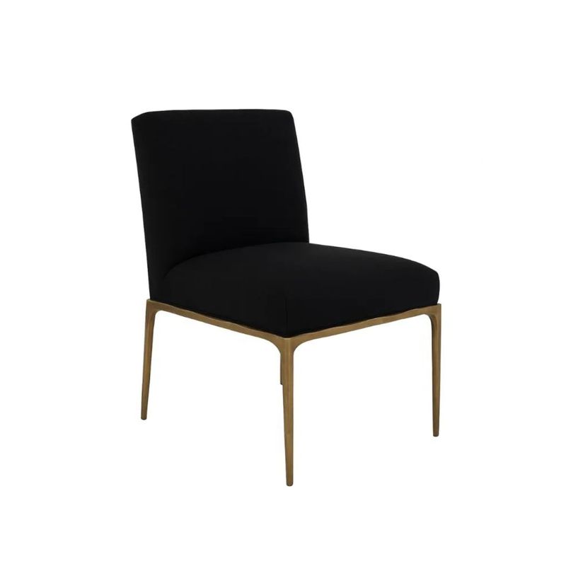 Heston Brass Dining Chair - Black Linen - OUTLET NSW