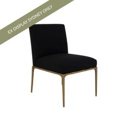 Heston Brass Dining Chair - Black Linen - OUTLET NSW