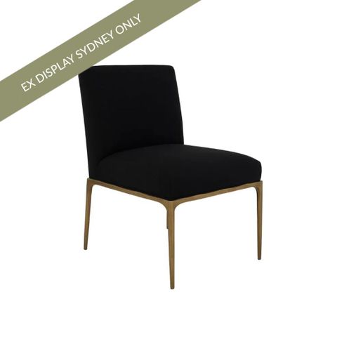 Heston Brass Dining Chair - Black Linen - OUTLET NSW