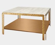 Bonnie Square White Marble Coffee Table - Antique Gold - OUTLET NSW