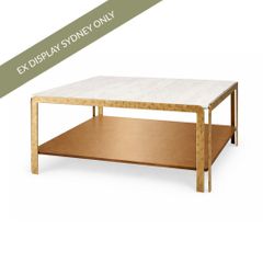 Bonnie Square White Marble Coffee Table - Antique Gold - OUTLET NSW