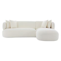 Greenwich Modular 3 Seater Sofa w Right Chaise - Ivory Chenille - OUTLET NSW