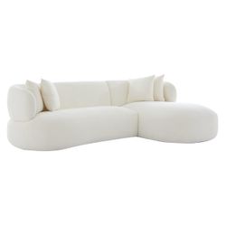 Greenwich Modular 3 Seater Sofa w Right Chaise - Ivory Chenille - OUTLET NSW