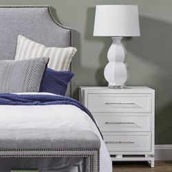 Pearl Bedside Table - Large White - OUTLET NSW