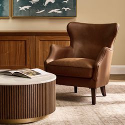 Marlon Arm Chair - Dark Brown Leather - OUTLET NSW