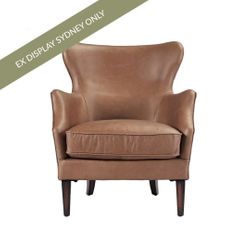 Marlon Arm Chair - Dark Brown Leather - OUTLET NSW