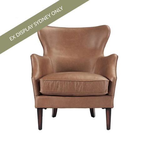 Marlon Arm Chair - Dark Brown Leather - OUTLET NSW