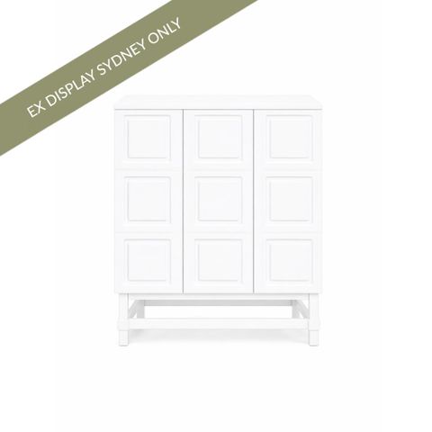 Saxon 3 Drawer Bedside Table - White - OUTLET NSW