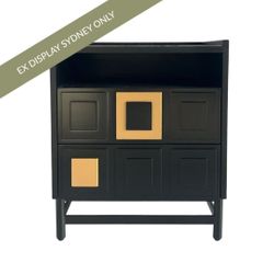 Saxon 2 Drawer Bedside Table - Black - OUTLET NSW