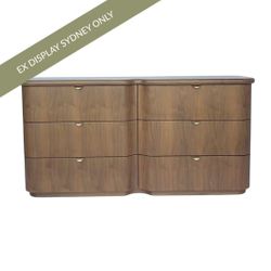 Lina 6 Drawer Chest - Walnut - OUTLET NSW