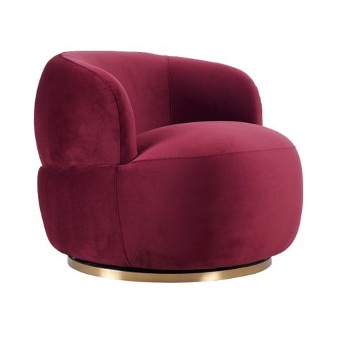 Tubby Swivel Arm Chair - Mulberry Velvet