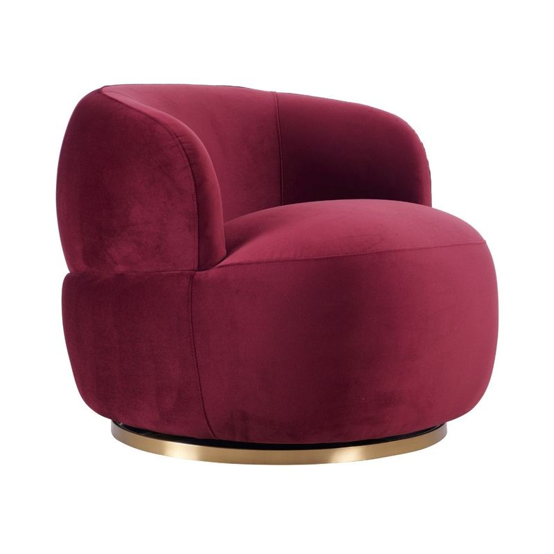 Tubby Swivel Arm Chair - Mulberry Velvet