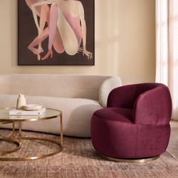 Tubby Swivel Arm Chair - Mulberry Velvet