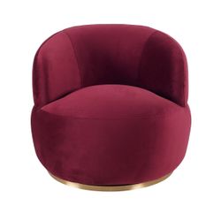 Tubby Swivel Arm Chair - Mulberry Velvet
