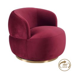 Tubby Swivel Arm Chair - Mulberry Velvet