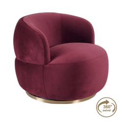 Tubby Swivel Arm Chair - Mulberry Velvet