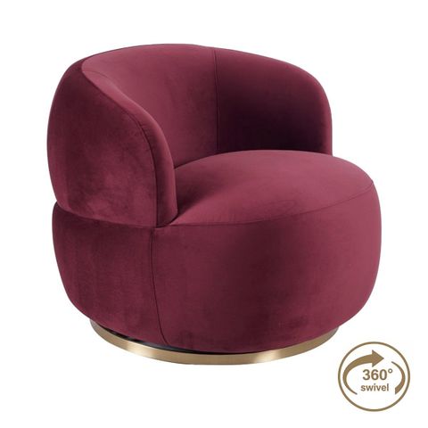 Tubby Swivel Arm Chair - Mulberry Velvet