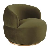 Tubby Swivel Arm Chair - Olive Velvet