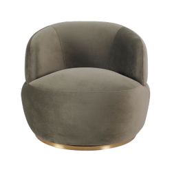 Tubby Swivel Arm Chair - Olive Velvet