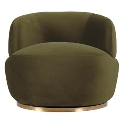 Tubby Swivel Arm Chair - Olive Velvet