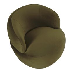 Tubby Swivel Arm Chair - Olive Velvet