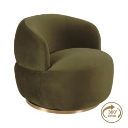 Tubby Swivel Arm Chair - Olive Velvet